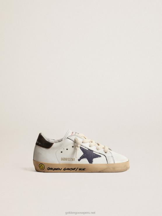 FDVPX853 Golden Goose niños super-star júnior de napa con estrella estampada y talonera negra